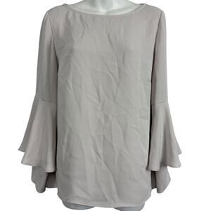 Chicos Bell Flare Sleeve Ecru Neutral Blouse Top Shirt Career sz 0 / 4 / 6